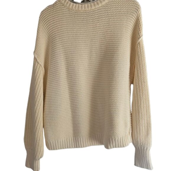 Free People Dream Cable Crewneck Sweater Size Small in Cream - Picture 5 of 13